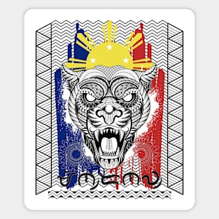 Philippine Flag Tribal line Art Tiger/Baybayin word Mindanaw (Mindanao) Magnet